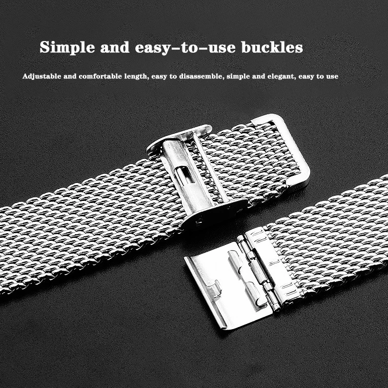 ステンレス鋼メッシュウォッチバンド,交換用ストラップ,メッシュアクセサリー,18mm, 20mm, 22mm, 24mm, 1.0