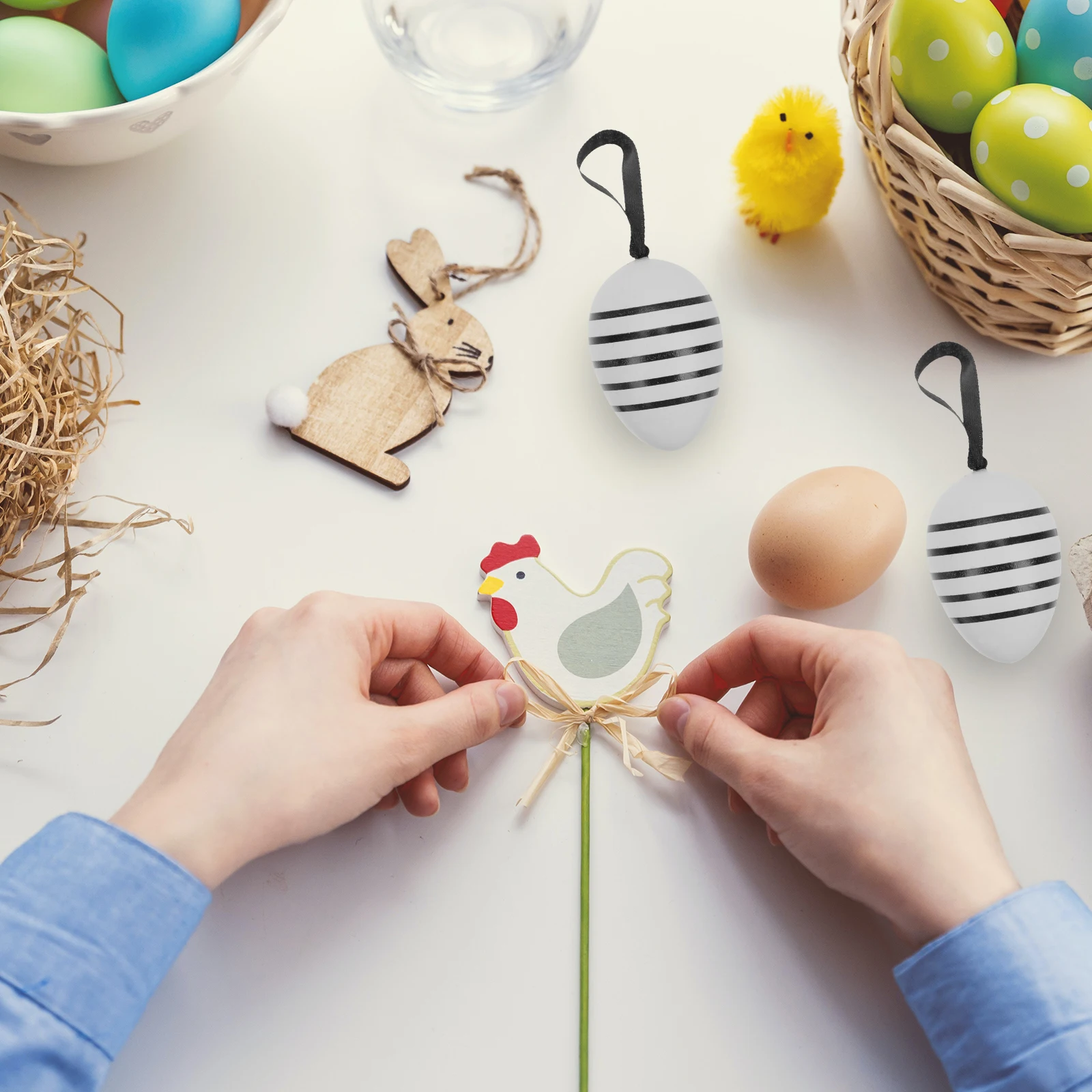 

30 Pcs Easter Eggs Decorative Hanging naments Art Crafts Children Toy Kids Party Supply Easter Pendant Photo Props