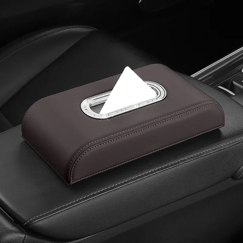 High End Car Tissue Box High-end Feel Car Armrest Box Tissue Hanging Bag Car Paper Drawer Creative Interior Decoration