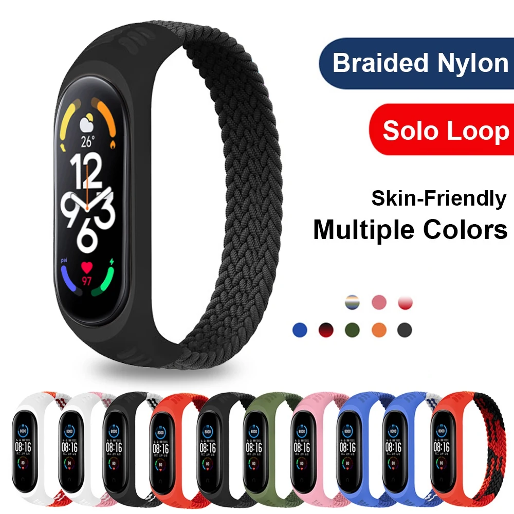 

Strap For Band 7 6 Bracelet miband6 miband4 Replacement Nylon Braided Solo Loop Wrist Smartwatch Strap Xiaomi Mi Band 3 4 5 6