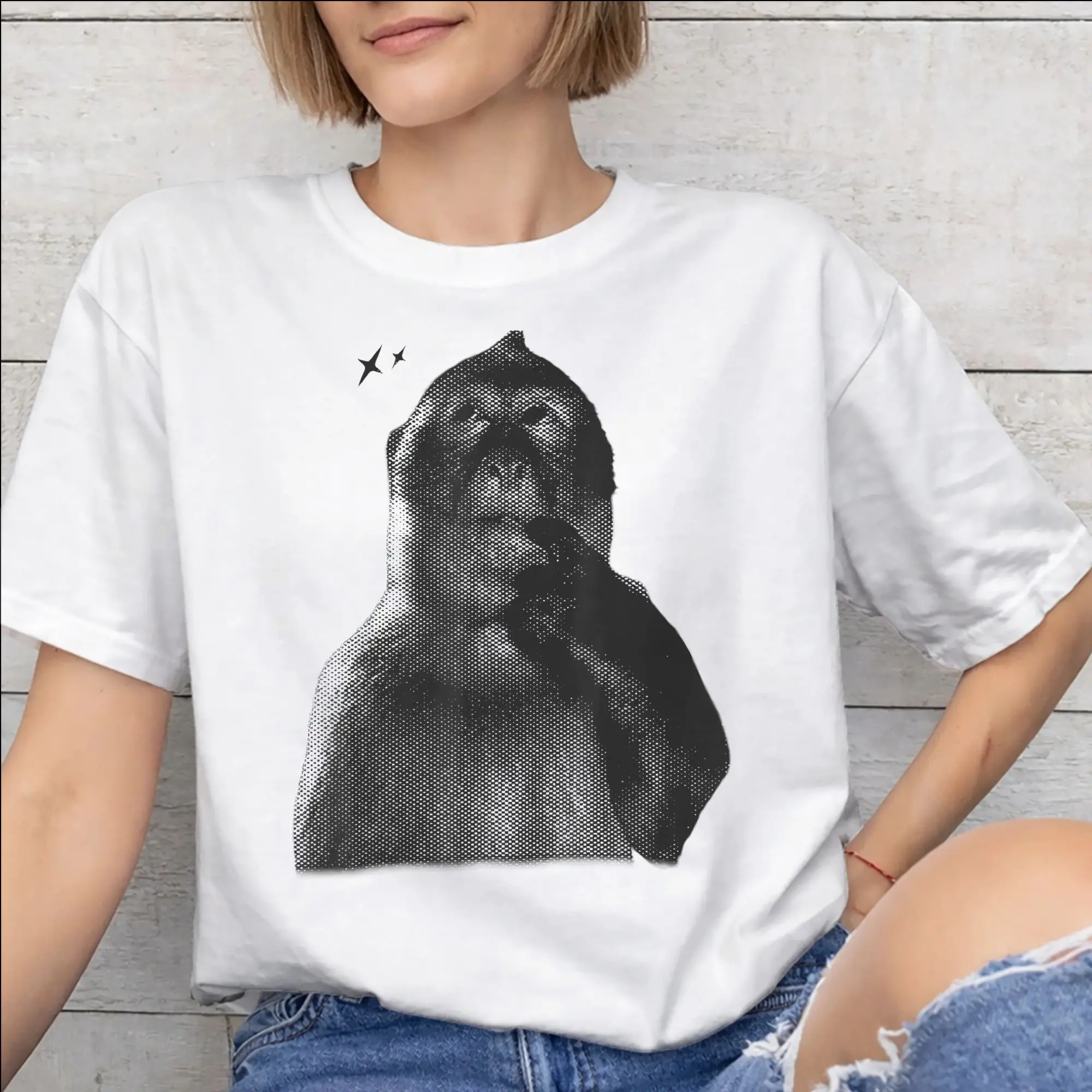 Mens Womens Thinking Monkey Meme  Shirt Pure Cotton Graphic Tee Shirts  Clothing Outfits