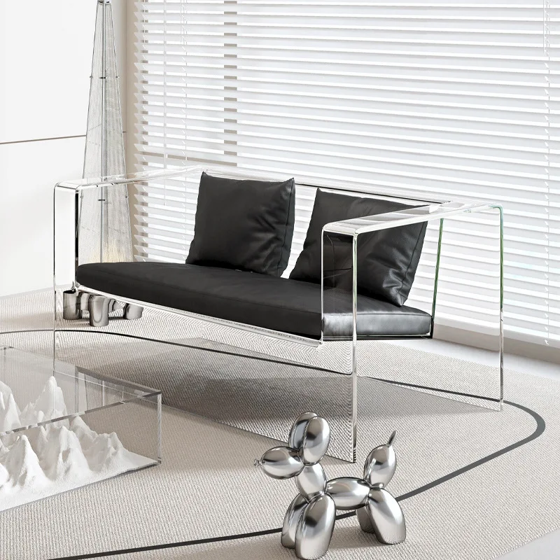 

Italian acrylic sofa chair living room home light suspension creative Internet celebrity leather leisure chair