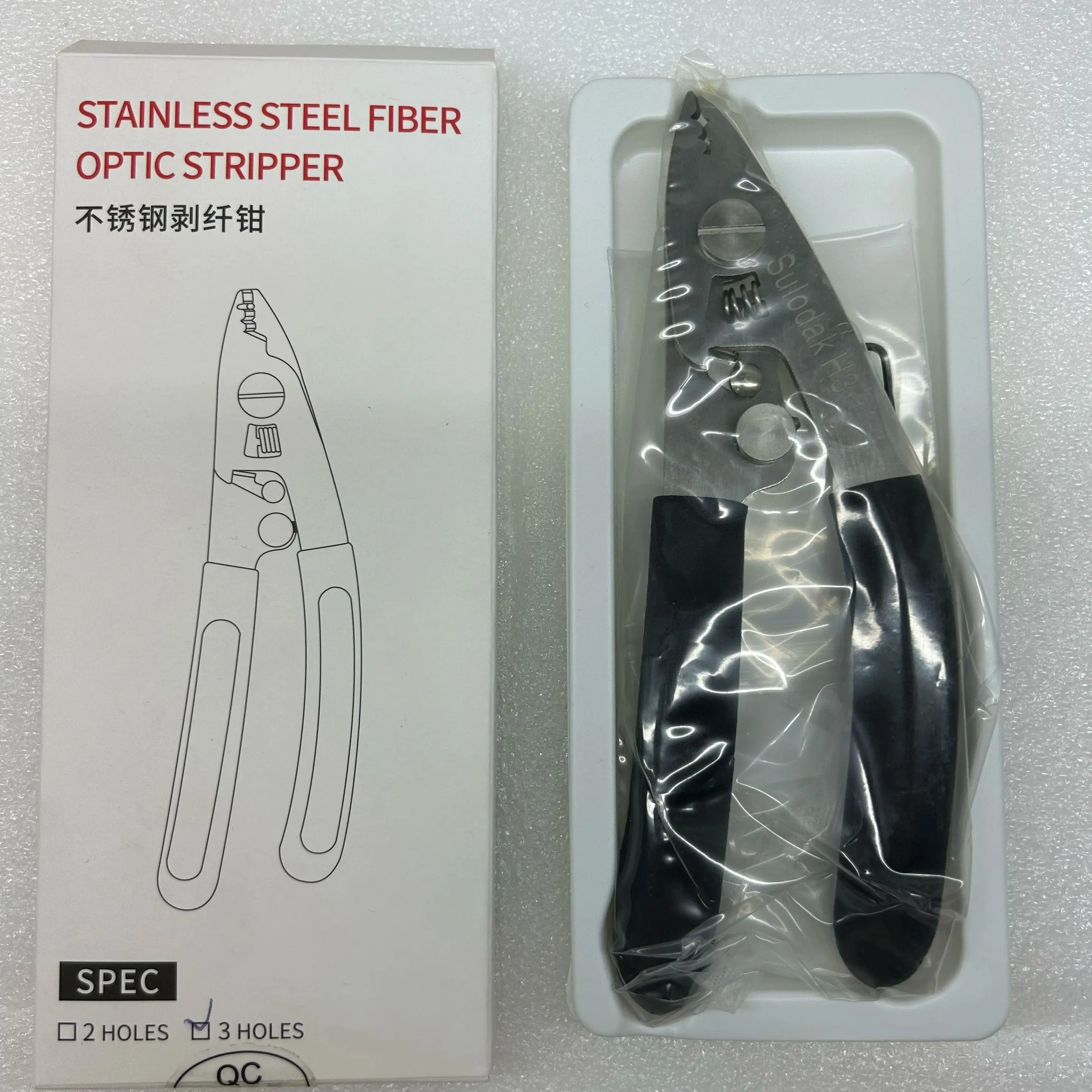 H3 Edelstahl-Faser-Abisolierzange mit drei Anschlüssen, FTTH-Werkzeug, Abisolierzange für Glasfaserkabel