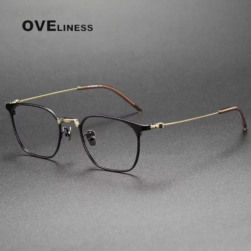 

Pure Titanium Glasses Frames Men Square Eyeglasses frames Women Vintage Korean Eyewear spectacles
