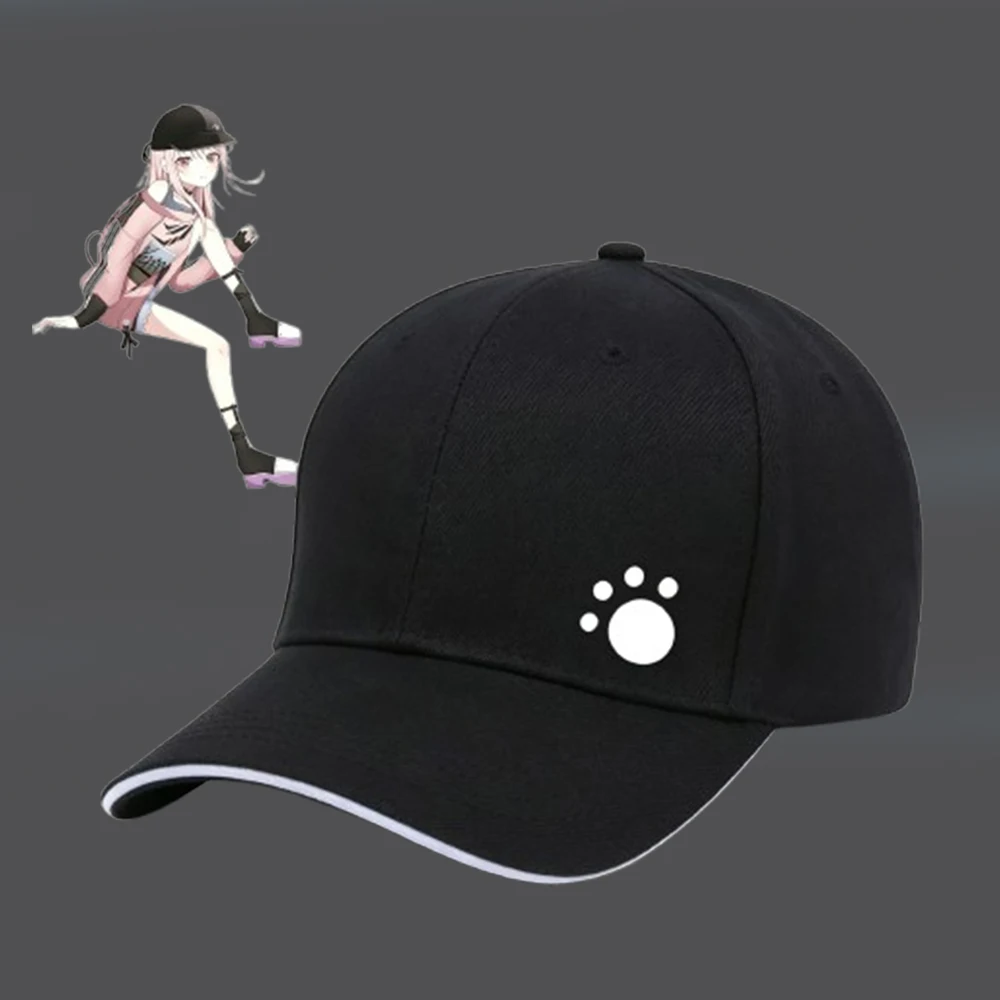 Anime Akayama Mizuki Cosplay Black Cap Dog Paw Print Baseball Cap For Women Men Simple Sun Hat Adjustable Halloween Accessory