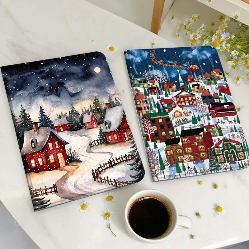 

Snowy Red House Night Gift Tablet Case For Huawei Honor MatePad MediaPad Air 5 6 7 11 V6 V7 V8 V9 X9 X8 T10 T10s C5e T5