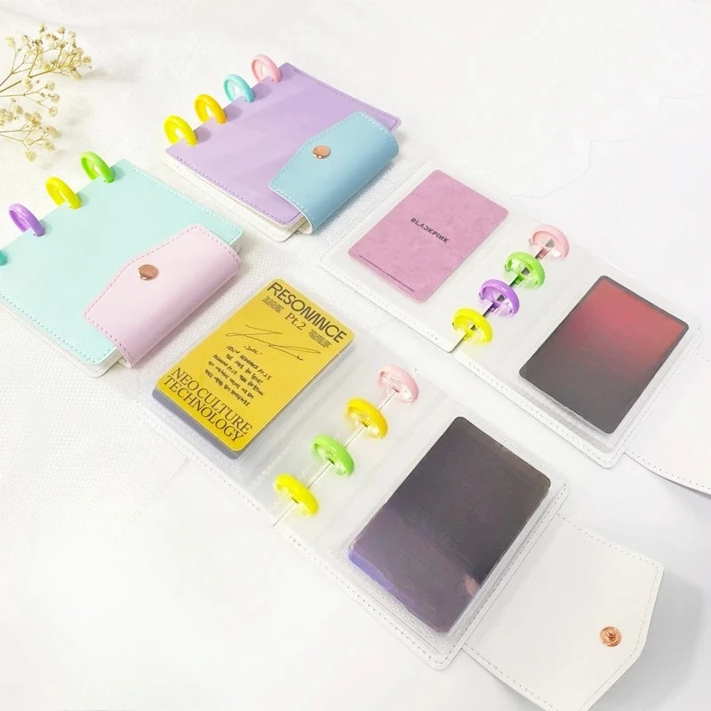 1pcs Multicolor Loose-leaf Mushroom Hole Card Book Transparent Plug-in Photo Album Mingxin Card Plan Record Portable Storage