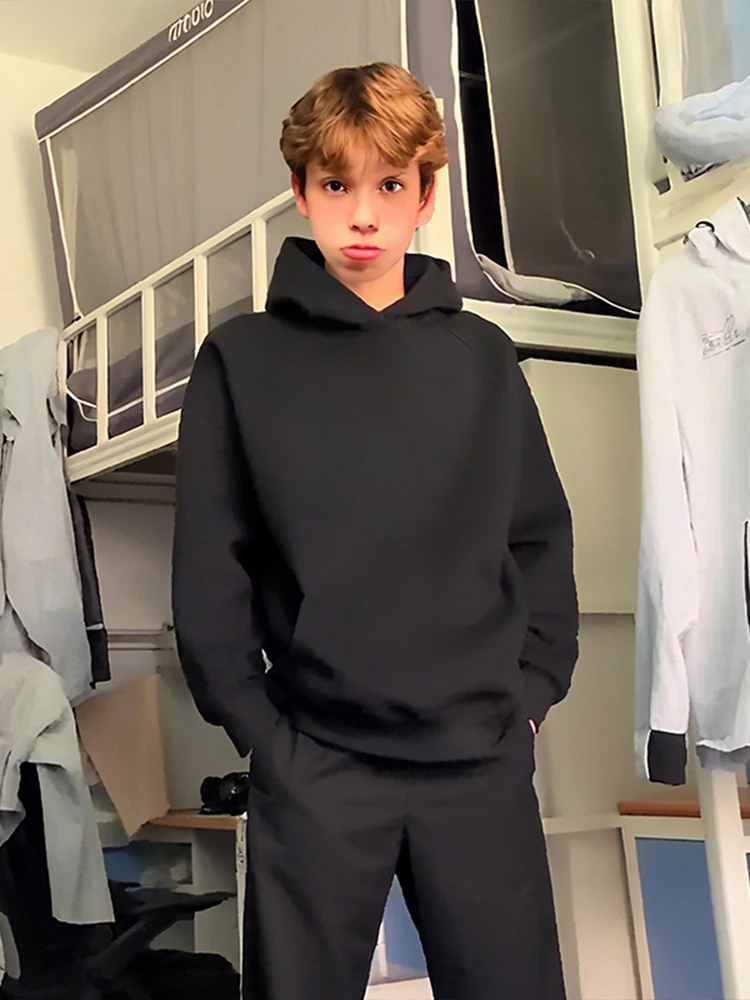 

Bla Heavyweight Hoodie Мужская базовая спортивная одежда Or Wide Jaet American Cleanfit Весна Осень Свободный крой Удобная длинная ...