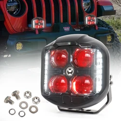 OVOVS 1Pcs Side Shooter Off Road Spot Lamp with DRL Turn Signal LED Auxiliary Light for Ford Jeep Cars SUV ATV