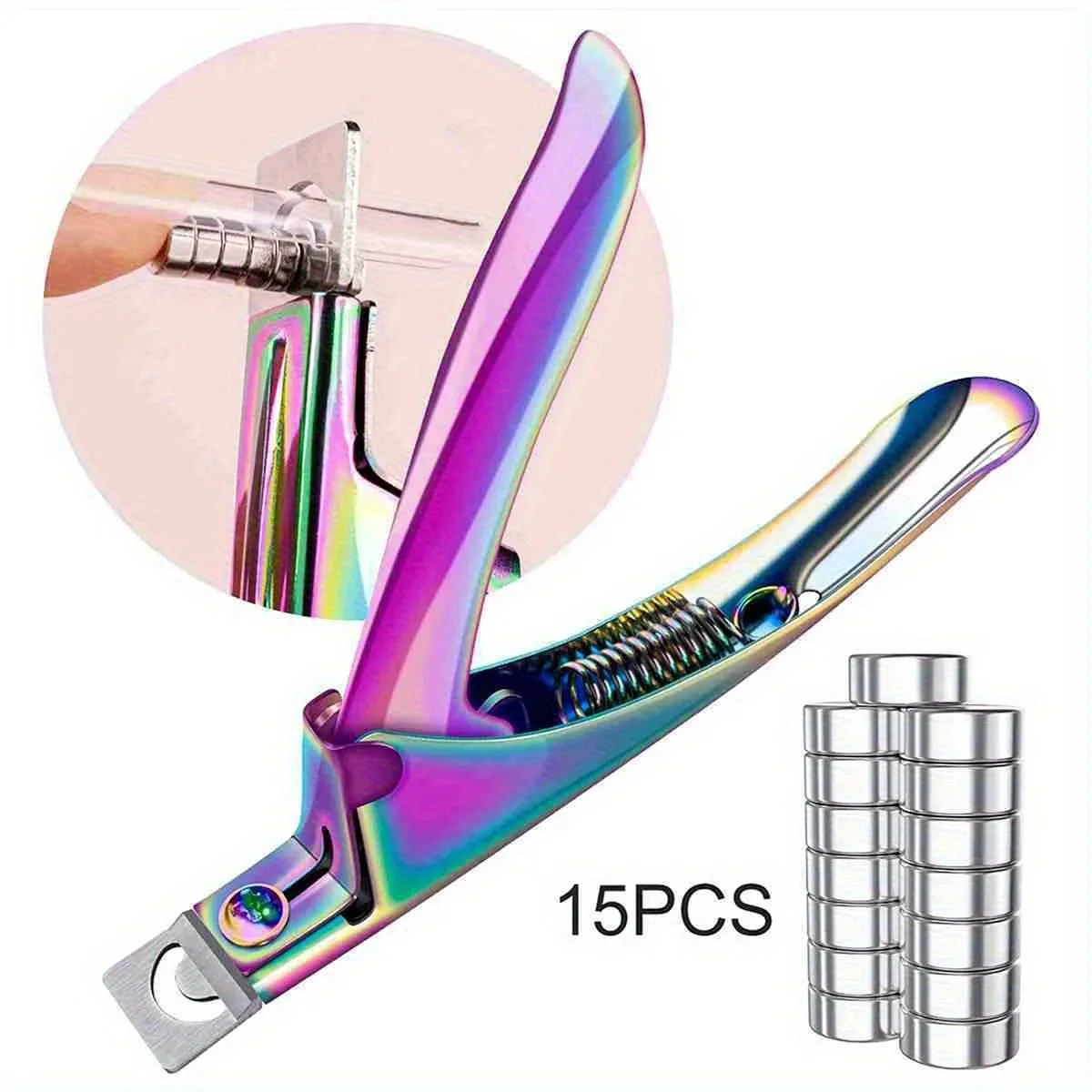 15 قطعة مغناطيس قوي أسطواني متعدد الوظائف عين القط المغناطيس + 3 قطعة الفولاذ المقاوم للصدأ مسمار كليبرز مجموعة تشذيب الأظافر بشرة الأظافر #5