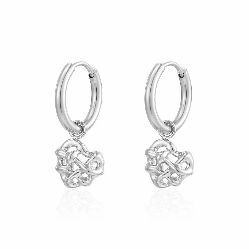 Stainless Steel Cricle Love Heart Hoop Earring Round Fashion Trend Jewelry Women For Ladies