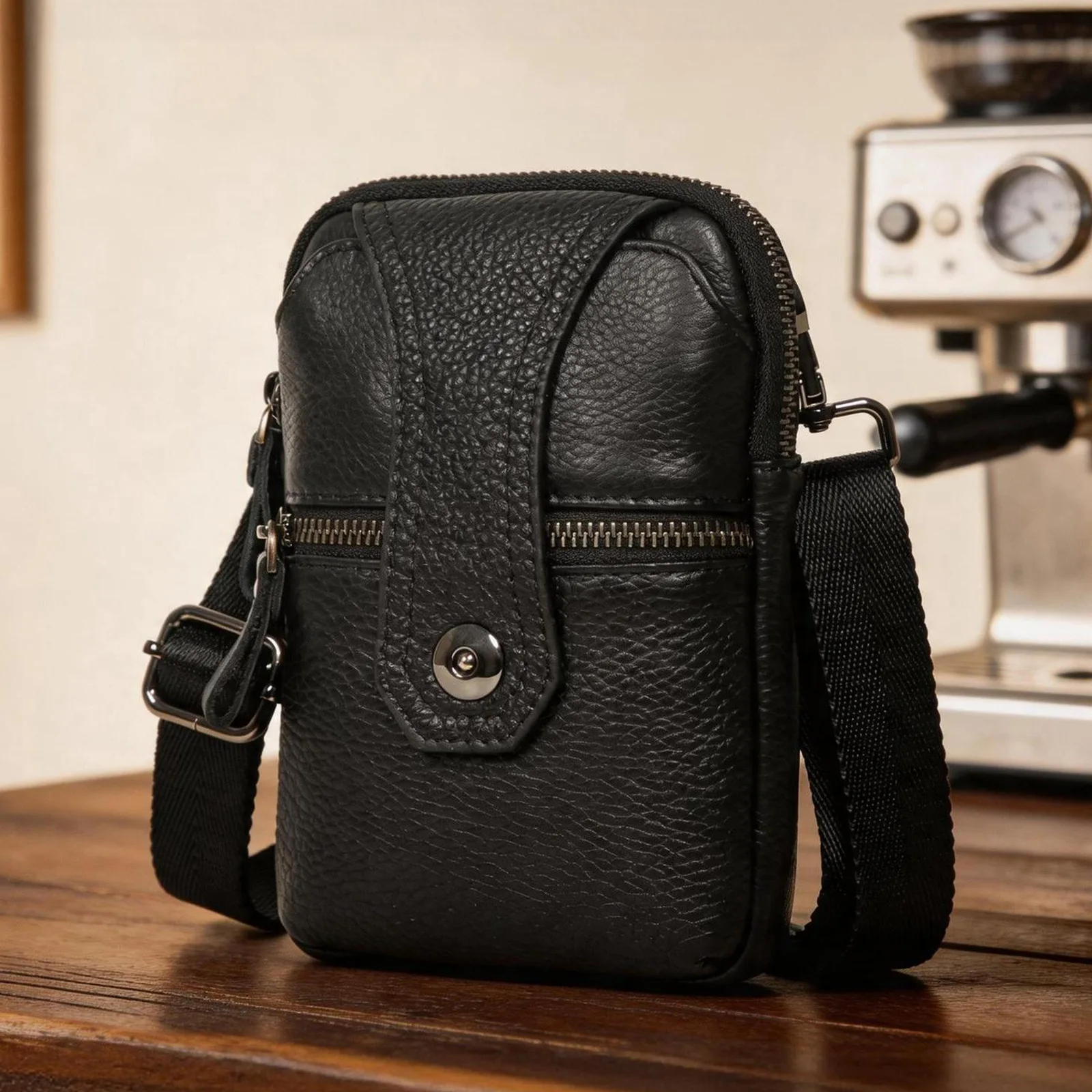 YETTIES Men's Top Grain Leather Multi-Function Waist Pack | Fits 5.5-6.3 Inch Phone Crossbody Shoulder Belt Bag Sling Pack