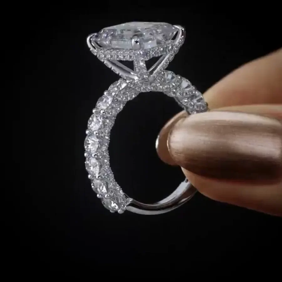 

Luxury Lab Diamond Promise Ring 925 Sterling Silver Engagement Wedding Band Rings for Women Bridal Party Finger Jewelry