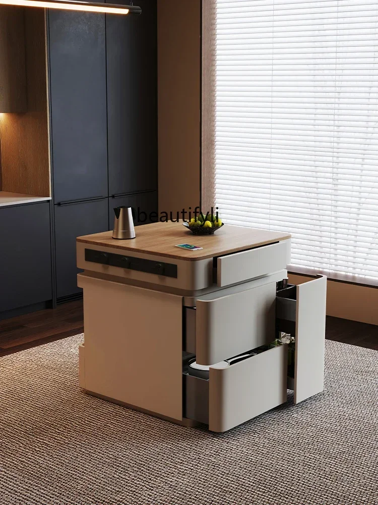 zq1Single island platform separate new high-end light luxury rock slab dining table telescopic guide table restaurant