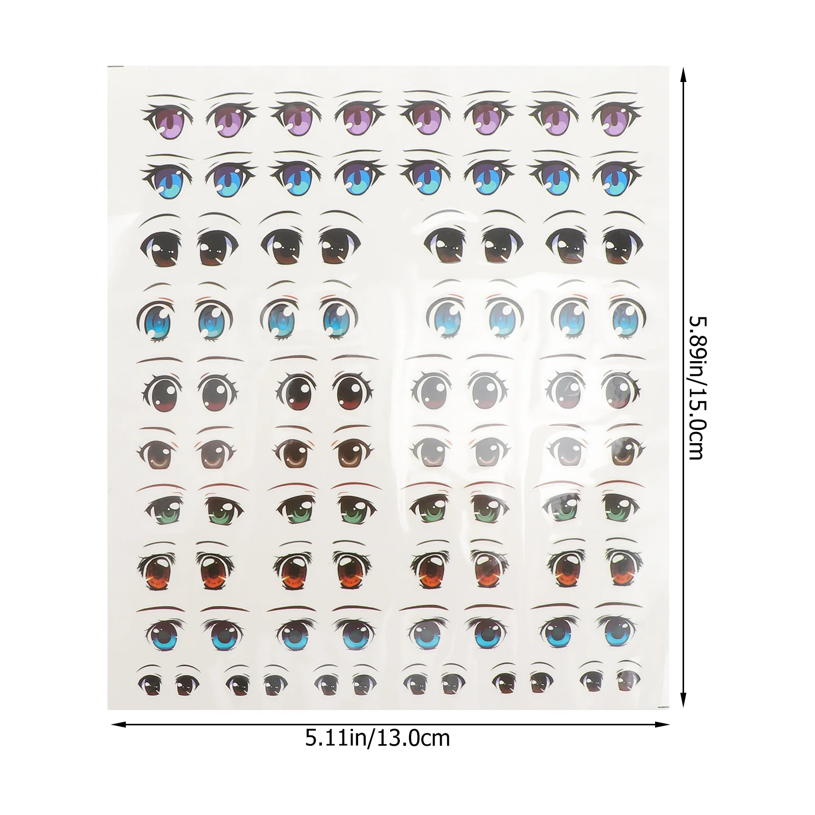 8 Sheets Makeup Stickers Water Eyes and Eyebrow Shaped DIY Colored Decals Face Cartoon Child