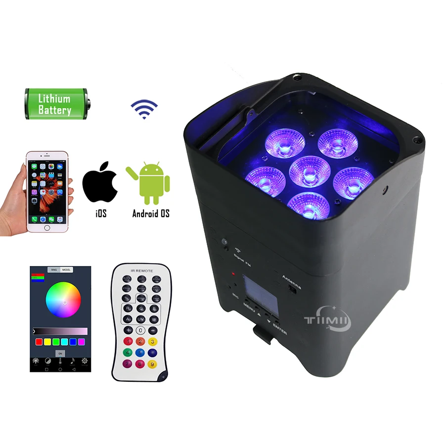 Imagem -03 - Led Stage up Luz Par com o Voo Case Bateria sem Fio 6x18w Rgbwa Mais uv 6in Bar Discoteca Festa Casa dj Profissional