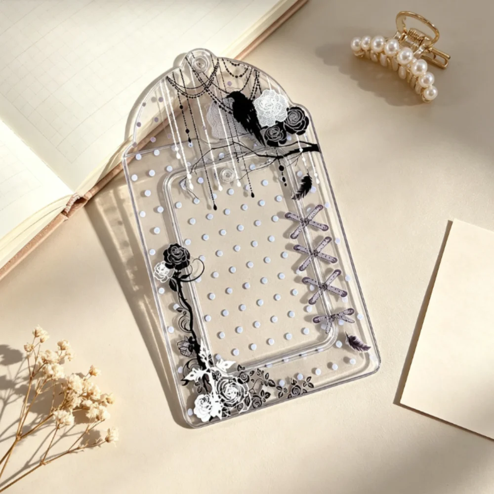 1pcs Polka Dot Floral PVC Card Holder 3 Inch Kpop Photocard Idol Card Storage Display Pouch Pendant