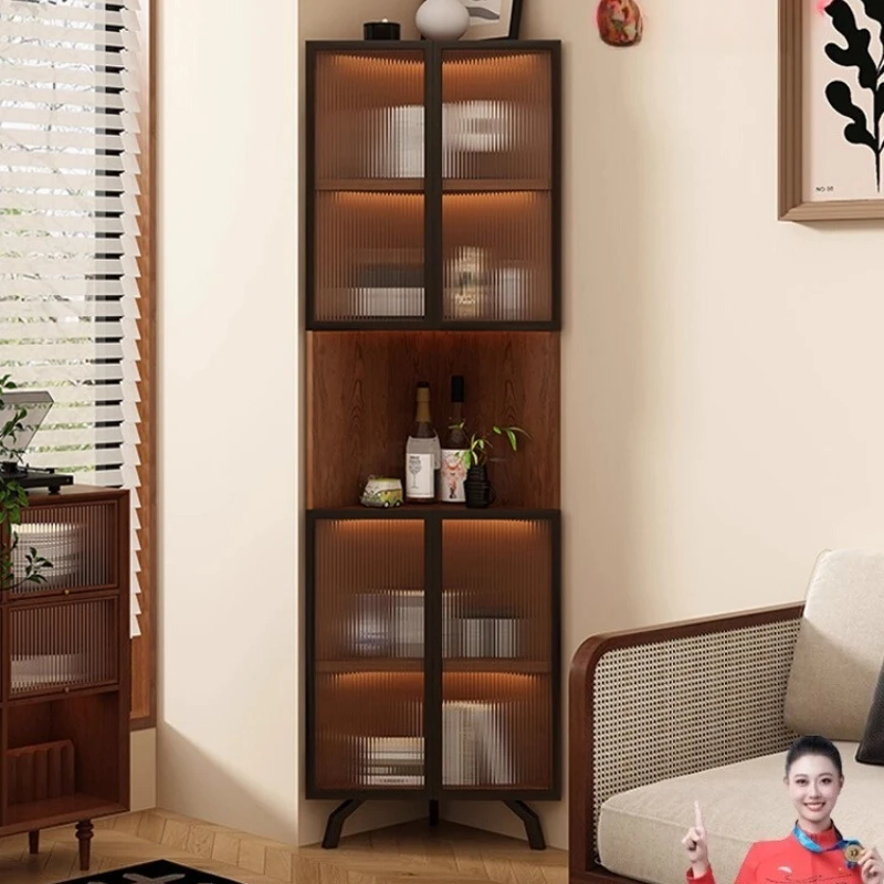 Middle Ages Corner Cabinet Storage Living Room WineSofa Side Cabinet Triangle Cabinet