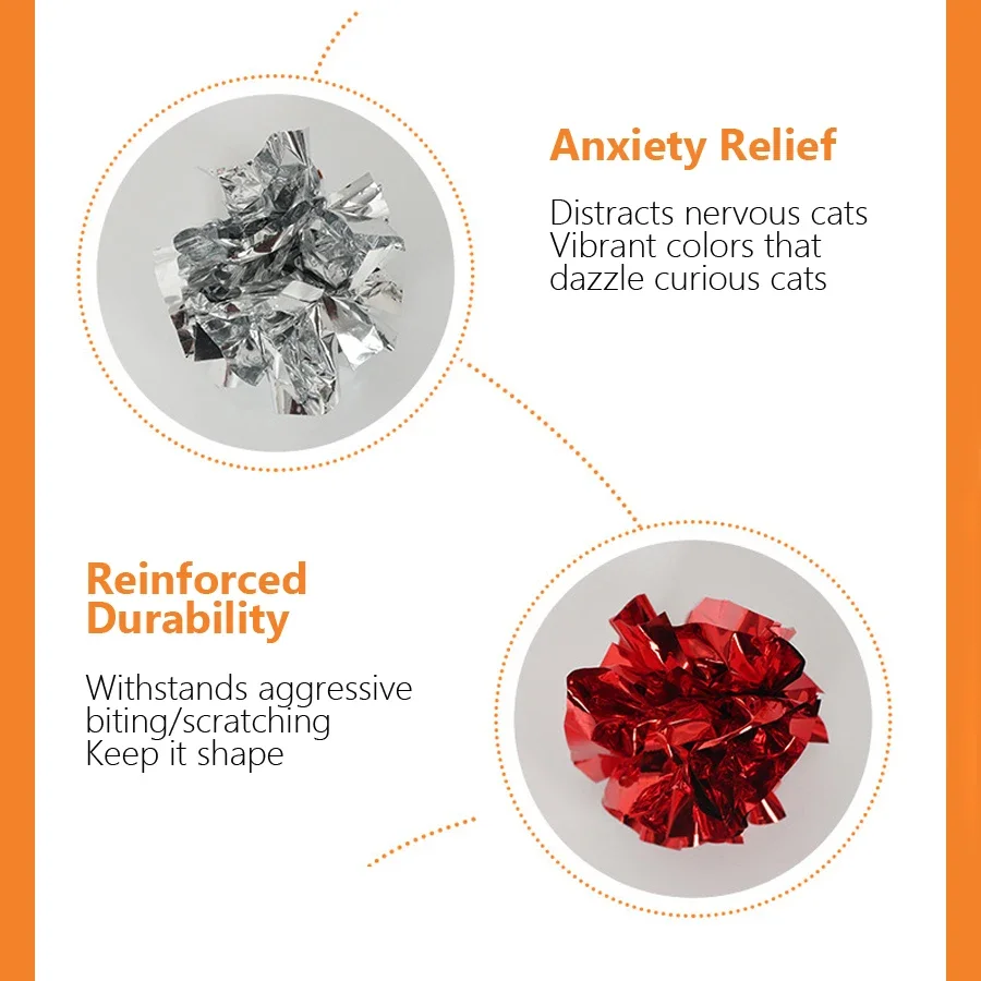 5/10 قطع كرات تجعيد للقطط مع صوت طقطقة وانعكاس ليزر، كرات ورقية مقاومة للخدش متينة للقطط الصغيرة - 4