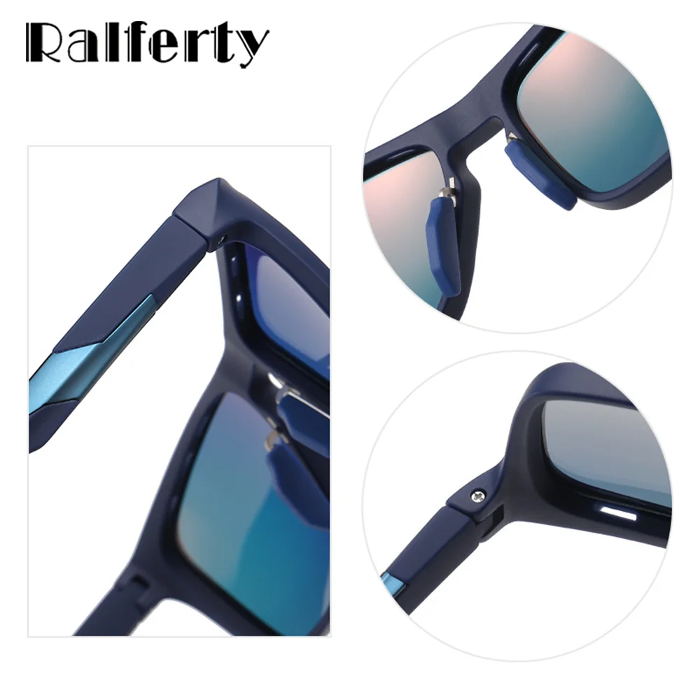 Ralferty مرآة النظارات الشمسية الرجال العلامة التجارية مصمم UV400 حماية الذكور نظارات شمسية الصيد القيادة ظلال مستطيل الرياضة مكبرة