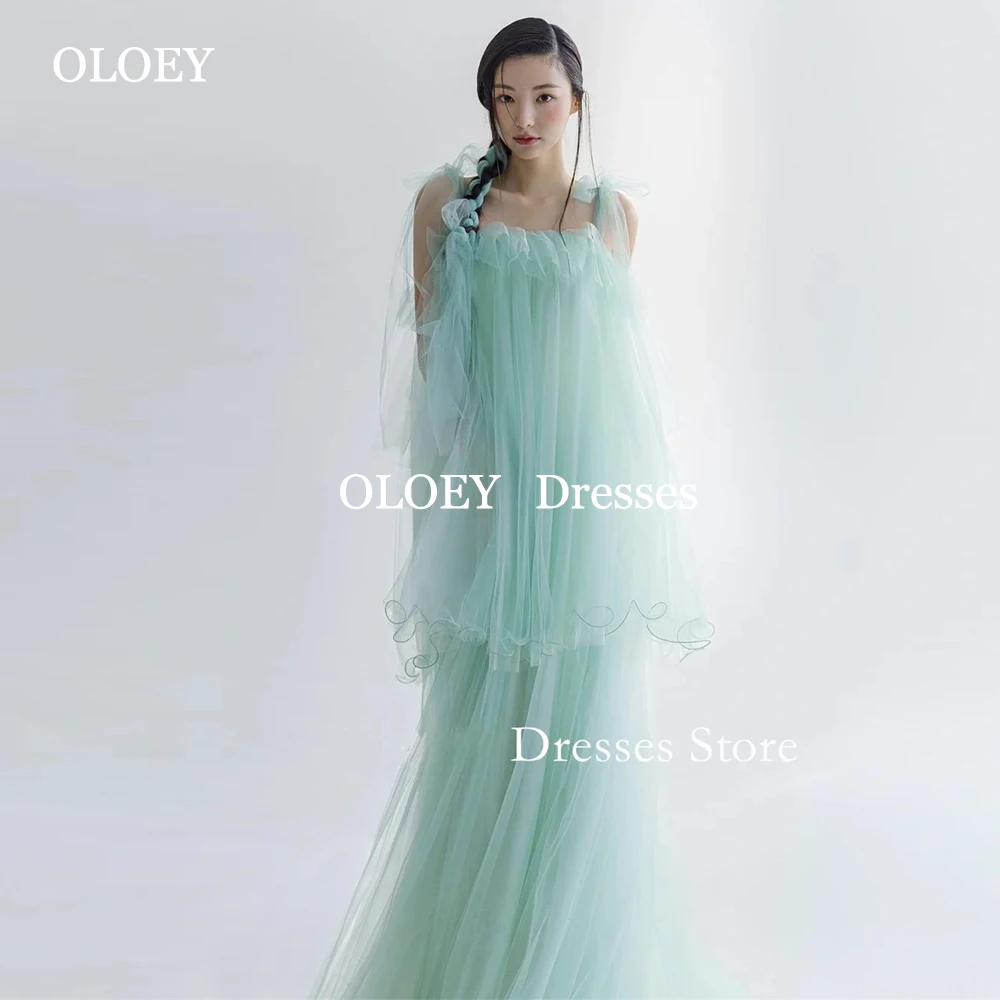 

OLOEY 2025 Green 웨딩드레스 Tulle Photoshoot Dresses A-line Korea Wedding Dresses Custom Made Shoulder Straps Birdal Gown Customized