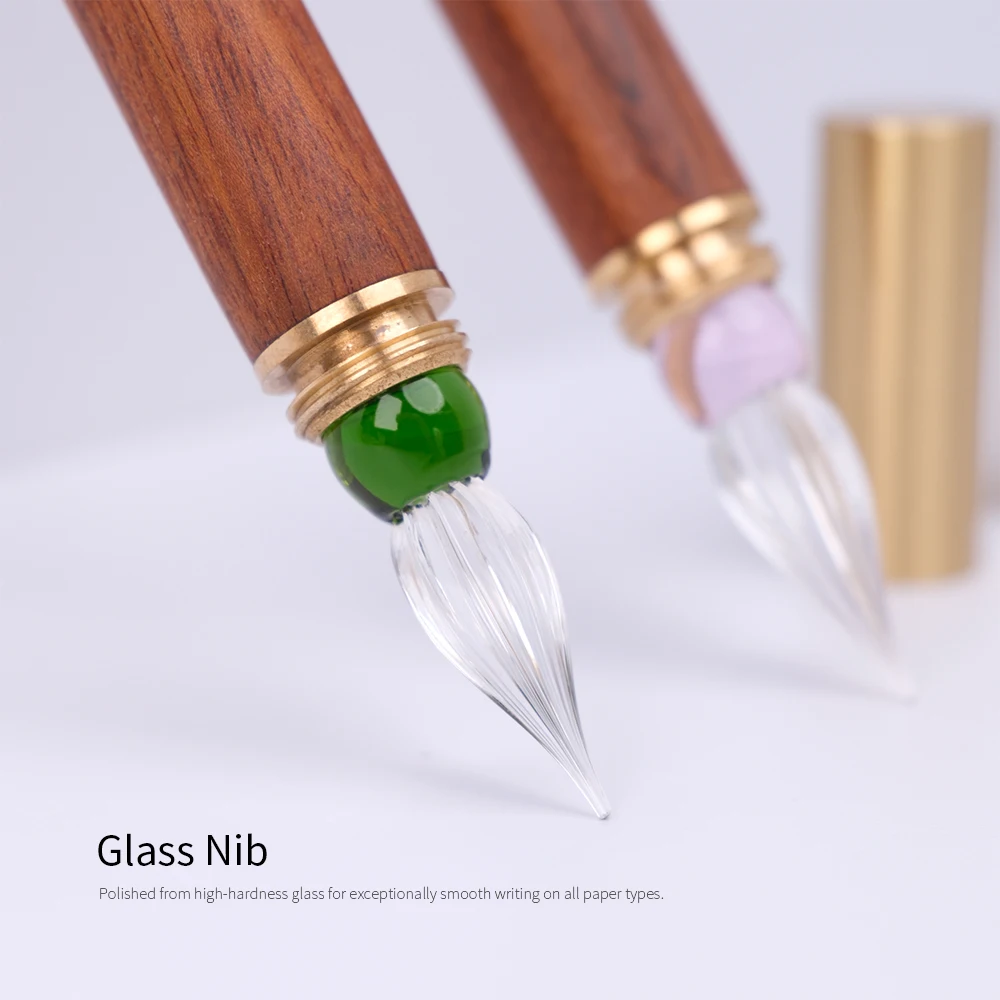 SeamiArt 1pc Wood Handle Glass Dip Pen for Calligraphy Students Writing Stationery Gift Fountain Pen Stationery Supplies view 2