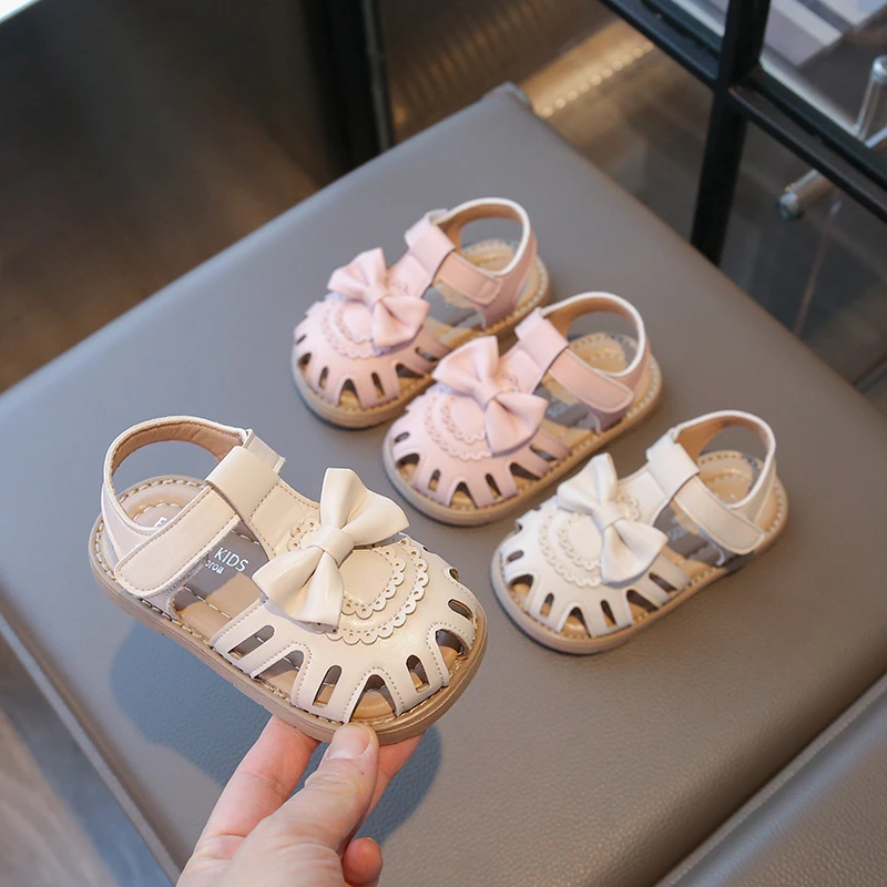 

Baby Girls Sandals Summer Children Casual Beach Shoes Bow Lace Princess Shoes Toddler Kids Anti Slip Soft Sole Babies Sandals