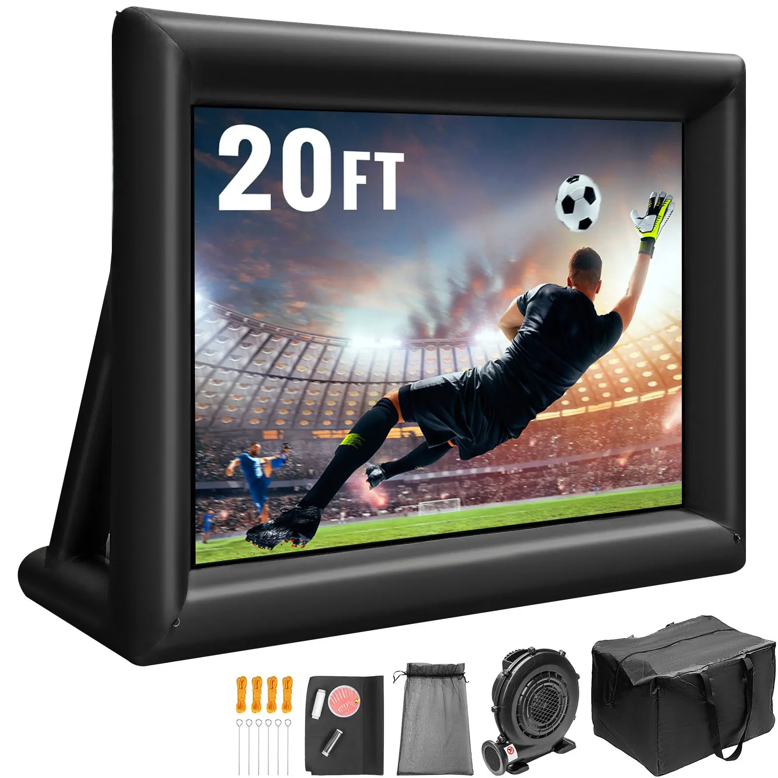 Inflatable Movie Screen 20FT Projector for outside with 350W Air Blower Oxford Fabric Material Blow Up Outdoor Supports