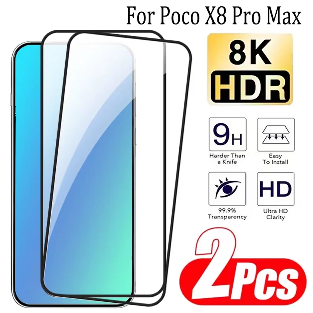 

2PCS Tempered Glass For Xiaomi Poco X8 Pro Max X8 Pro F8 Ultra F8 Pro C71 C75 M7 F5 M6 Pro F6 Pro X6 Pro X7 Protective Glass