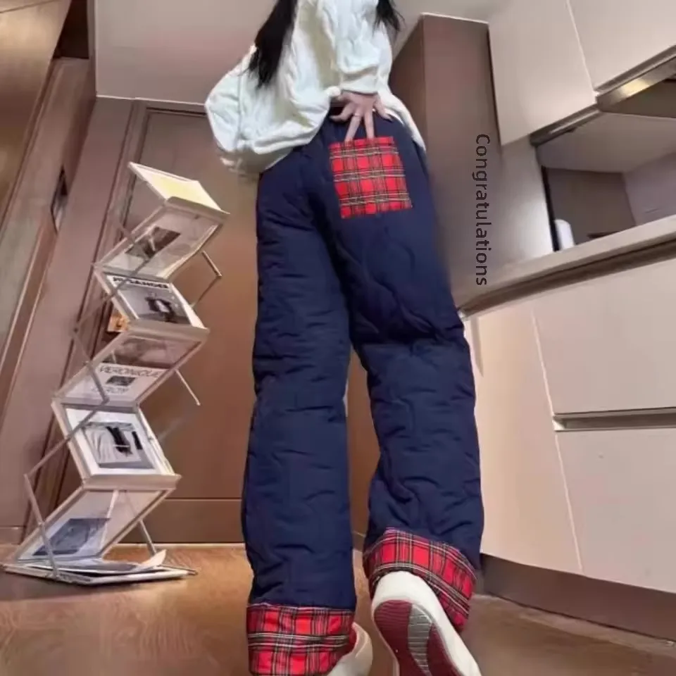 

Лоскутные хлопковые брюки, женские зимние теплые широкие брюки с рисунком тыквы, морозостойкие женские лыжные повседневные брюки