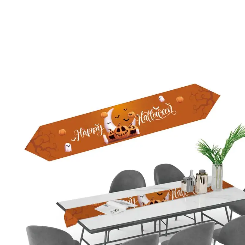 

Happy Halloween Table Runners 72in Table Cloth Table Cover Pumpkins Ghosts Skeletons HalloweenTablecloth Farmhouse Table Runner