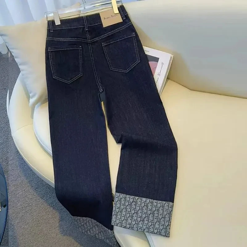 Women's Wide-leg Jeans 2025 Spring Summer High Waist Loose Ladies Denim Straight Pants Korean Version Leisure Lady Trousers