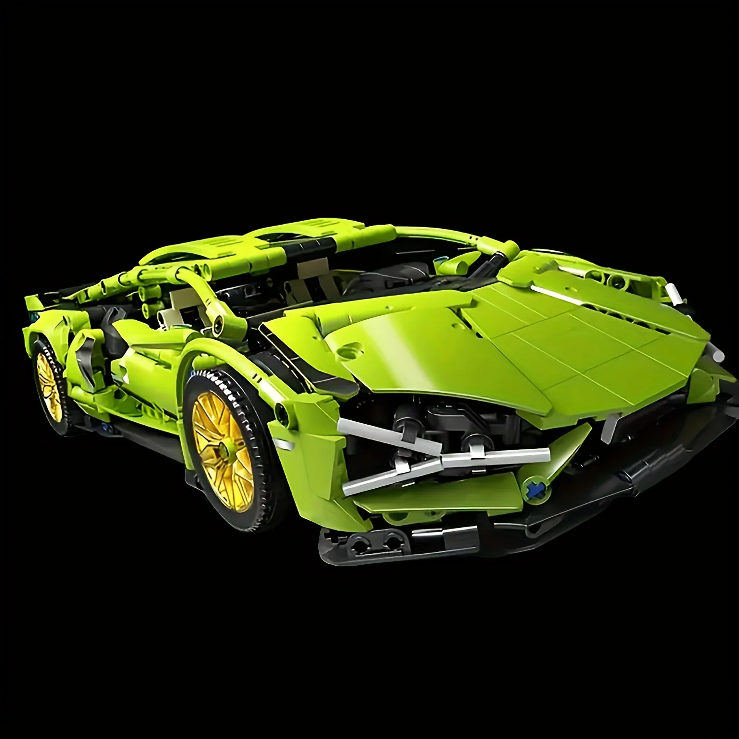 Conjunto de blocos de construção de supercarro verde premium-1200 peças, brinquedo de construção ABS de alta dificuldade, modelo de carro de corrida de luxo para escritório D