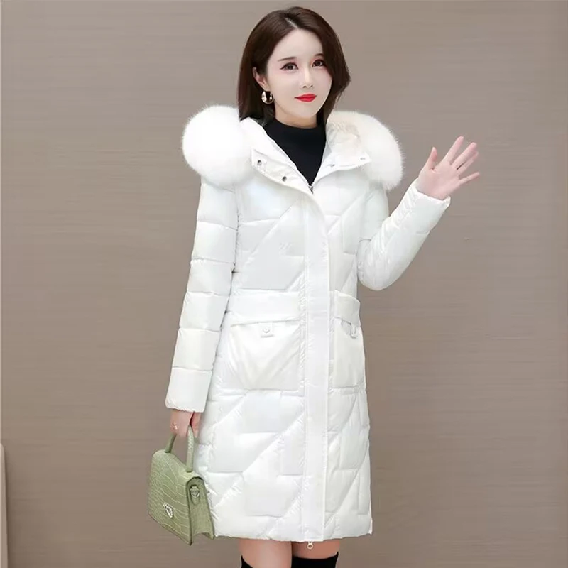 Winter Women Jacket White Female Coat New 2023 Warm Coat Female Outerwear Fur Fashion Hooded Winter Waterproof Women Jacket