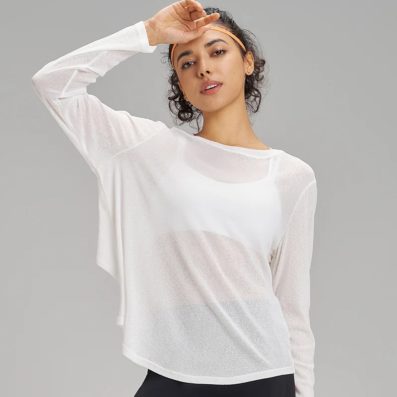 Mesh Sports Coverall Long Sleeve Quick Dry T-Shirt Loose Fitness Apparel Breathable Plus Size Yoga Tops Women image 3