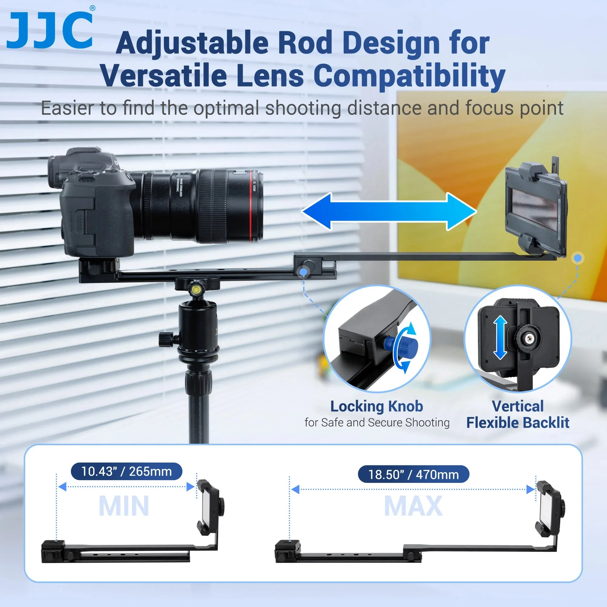 JJC Film Digitizing Adapter Kit for 120 35mm Film Negative Converting to Digital, Adjustable Rod Film Digitizer Converter
