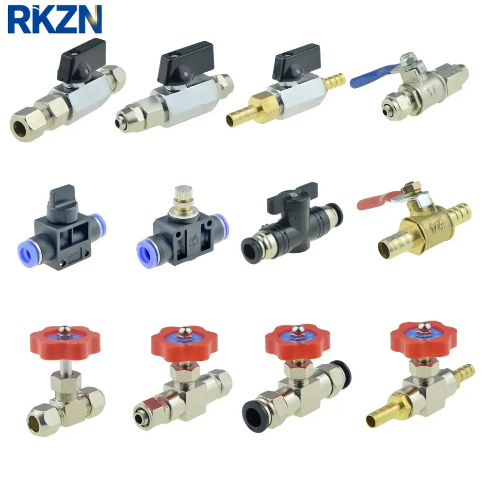 Pneumatic Ball Valve Quick Fitting 4 6mm 8mm 10mm 12mm Compressor Air Hose Water Tube Needle Adjust Flow Control Crane Coupling