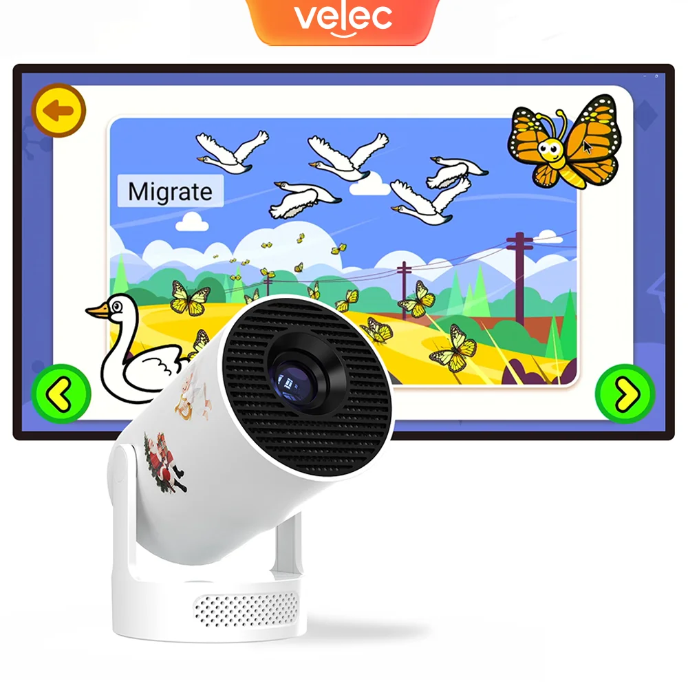 

Velec Kids Projector HY300 Vekids+ 300ANSI Projector With Built-in Vekids Educational App Voice Remote Birthday Gifts For Kids