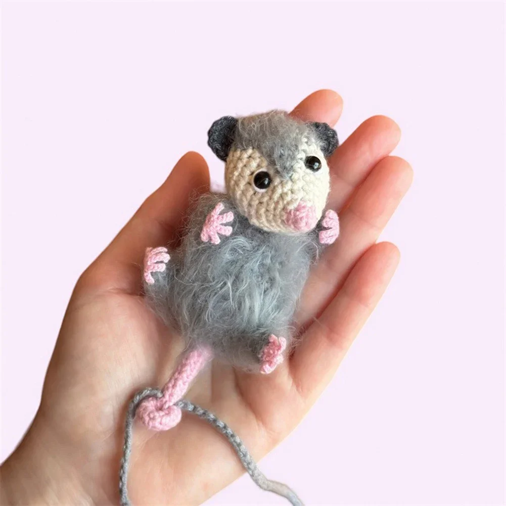 Handmade Knitted Car Charm Cute Decor For Rearview Mirror Car Pet Possum Stuffed For Birthday Party Children Christmas Gifts