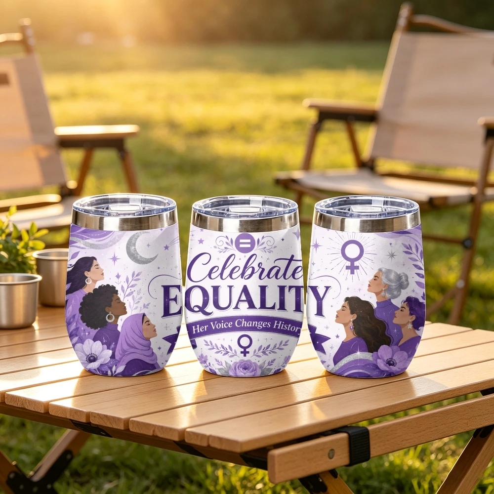 Women's Equality Day Vacuum Flasks 12oz Stainless Steel Insulated Tumbler Vacuum Coffee Mug Egg Shaped Travel Thermos