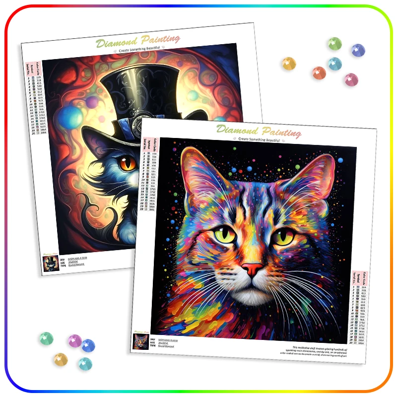 SDOYUNO Diamond Painting Crystal Cat Animals Full Round Drill Handwork Cross Stitch Kit Completo Wall Art Picture Home Decoratio