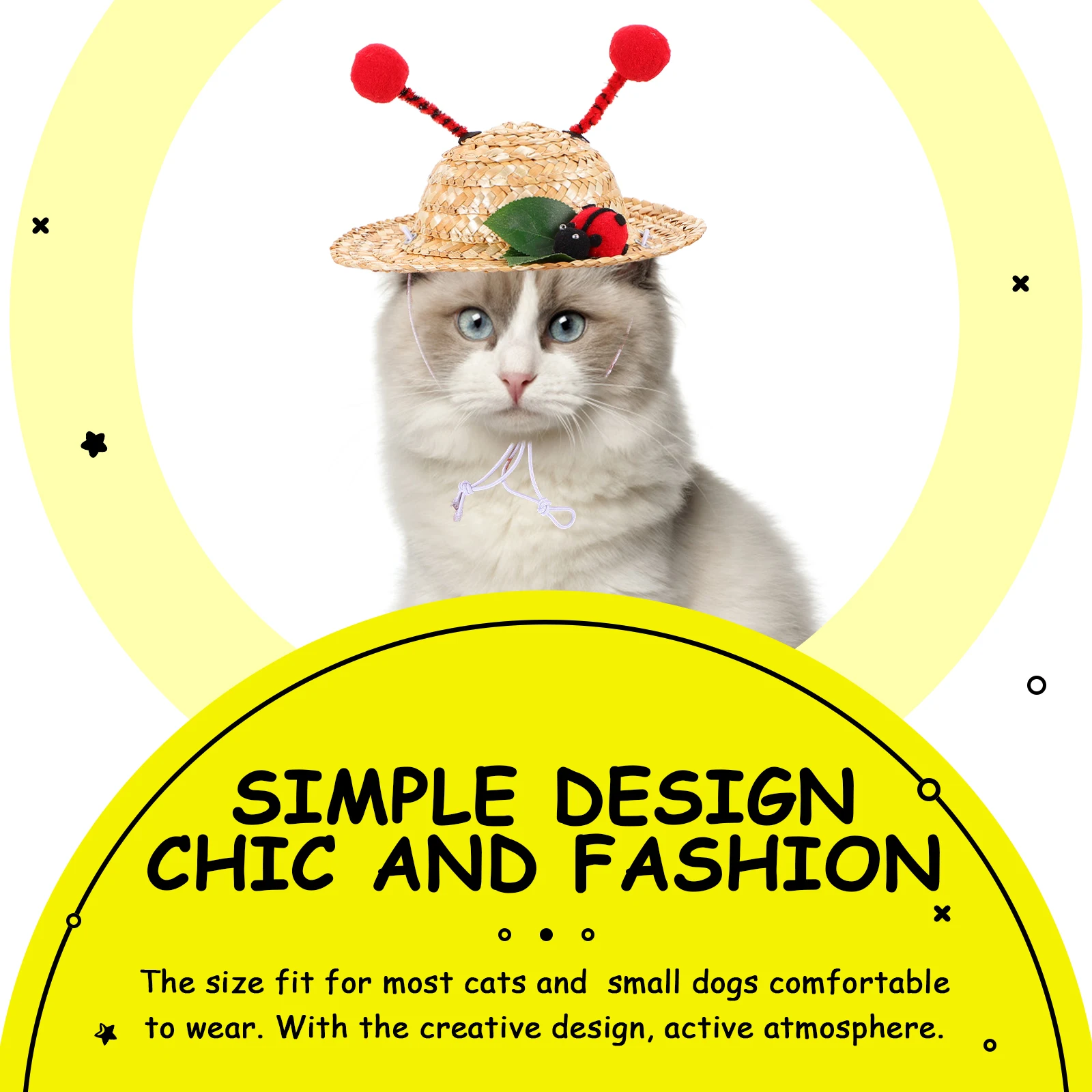 

Pet Hat Cat Small Pets Dog Hats Puppy Sun for Accessories Straw Grass Cats Vacation