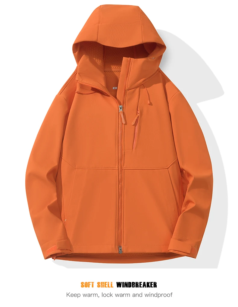 EUMERGX Herren Damen Wasserdichte Softshell-Jacke mit Innenfleece Warme Windjacke Unisex Wander- Kletter- Trekking-Outdoor-Regenjacke – Detail 12
