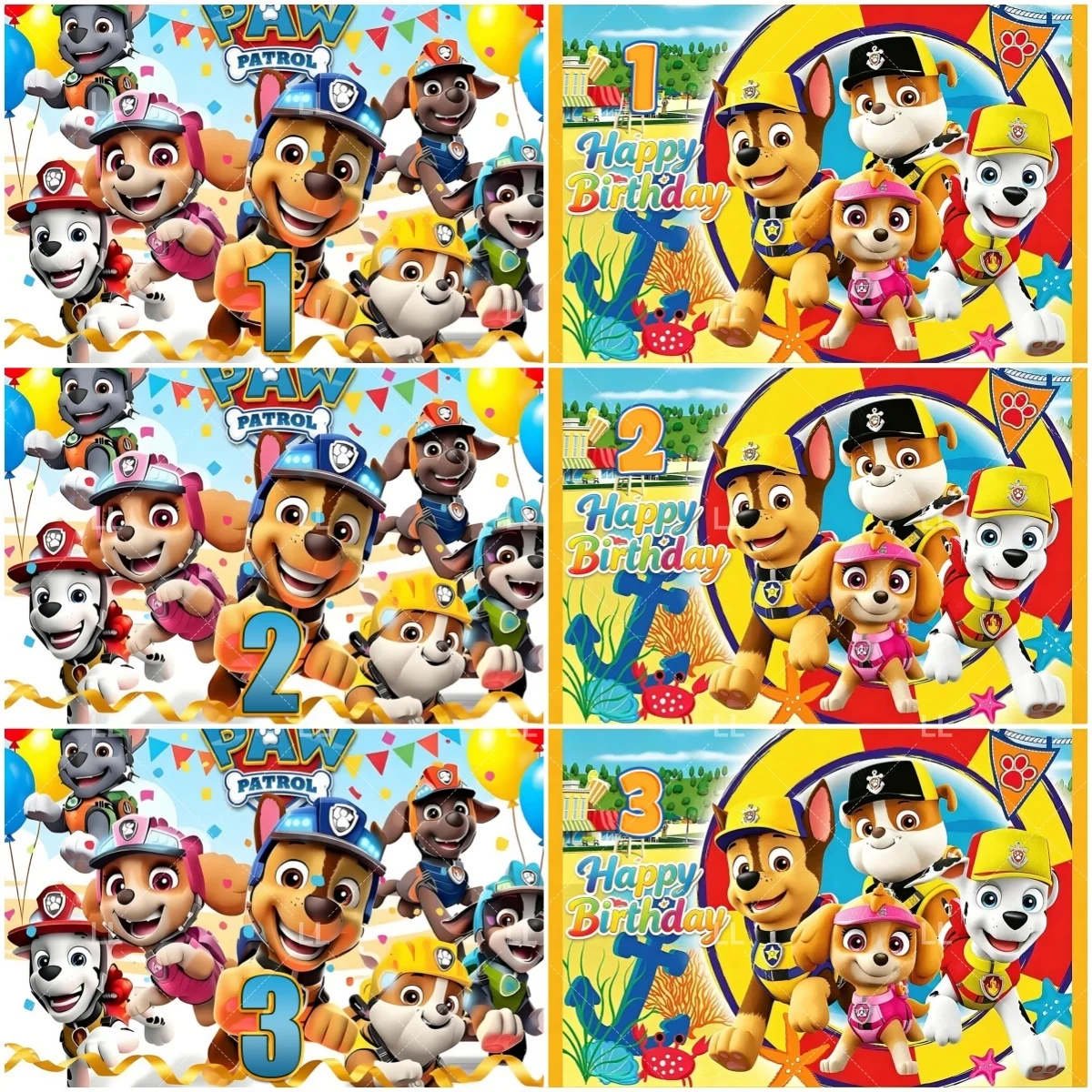 

3 4 5 6th Paw Patrol Numeral Background Animation Cartoon Puppy Cute Dog Birthday Party Supplies Backdrop Baby Shower Kid Gift