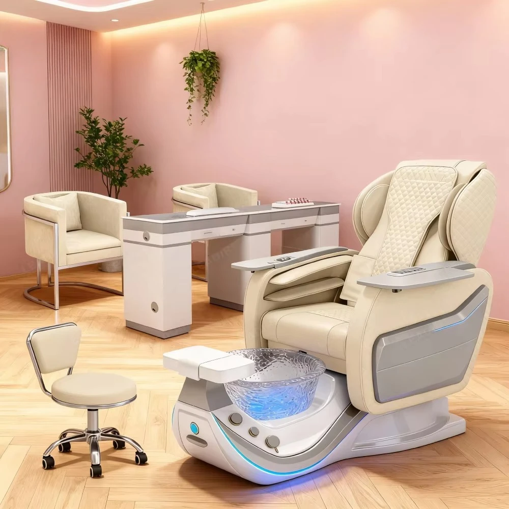 

Manicure Pedicure Chair with Electric Massage Adjustable Recliner Electric Whirlpool Foot Spa for Nail Salons