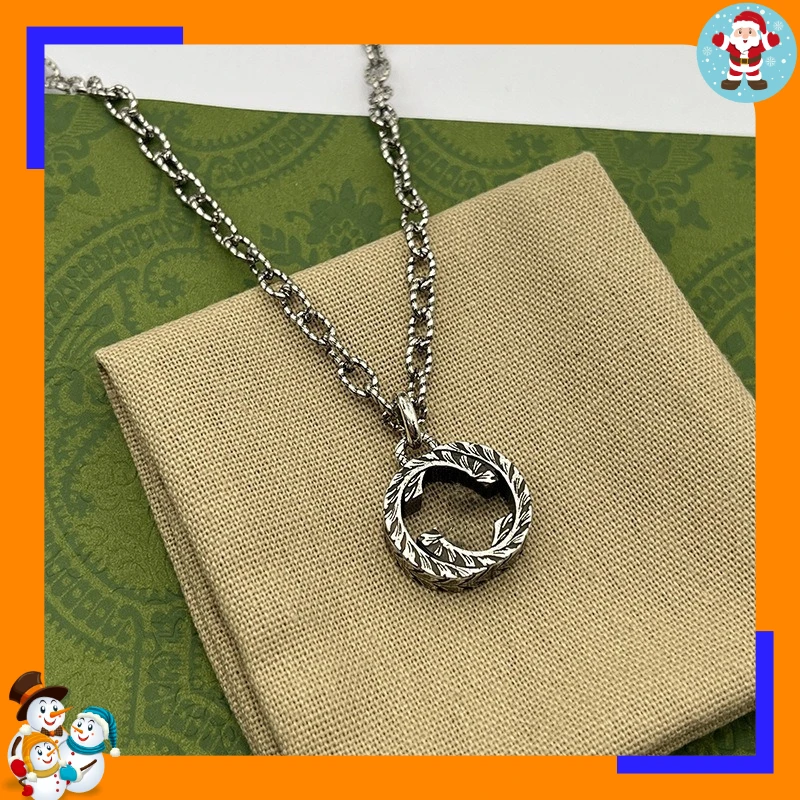 Retro Classic Double Necklace Men and Women Interlocking High Version Couple Pendant Collarbone Chain Classic Elf