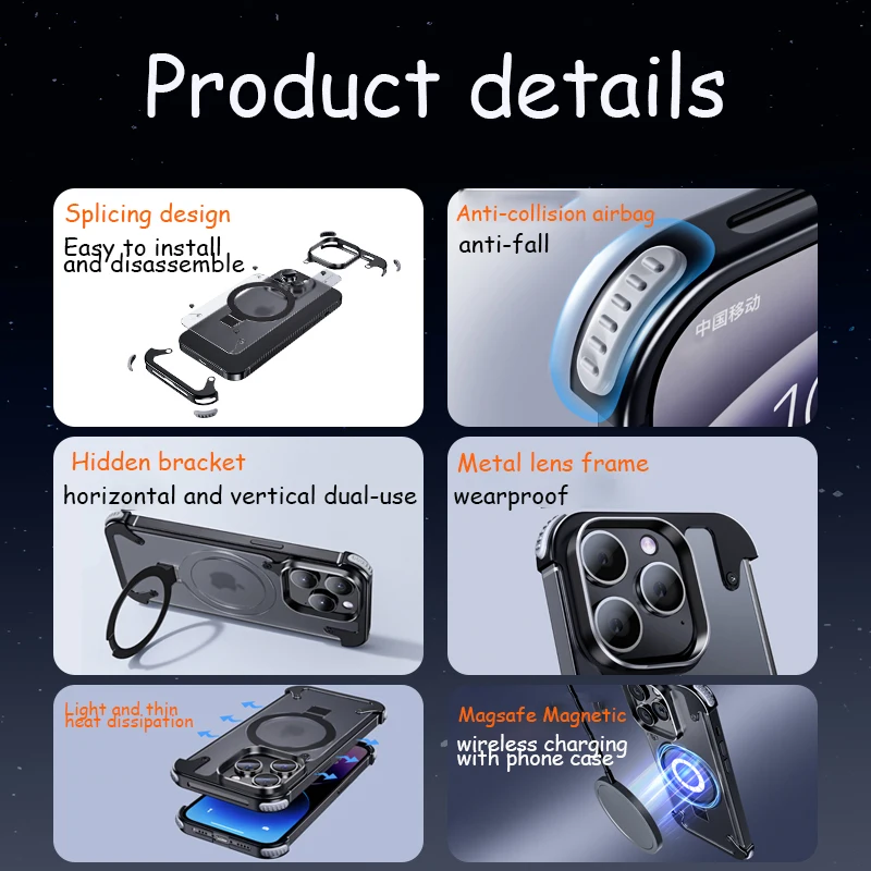 2024 Phone Case with Finger Ring Holder Anti-Collision Light Weight Phone Cover Metal Bumper for iPhone 15/plus/pro/ pro max