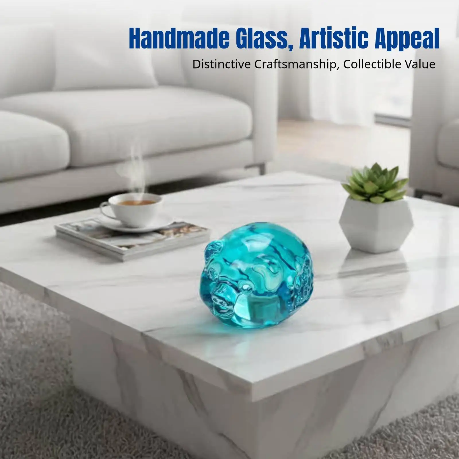 Crystal Glass Pig Decor, Zodiac Animal Sculpture, Modern Minimalist Accent,