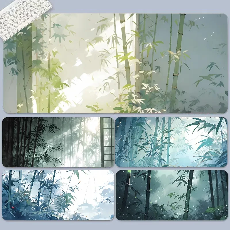 Inkt Schilderij van Bamboe Muismat Grote XXL PU Leer Waterdichte Eettafel Desktop Mat Leuke Kantoor Spel Computer Toetsenbord Pad