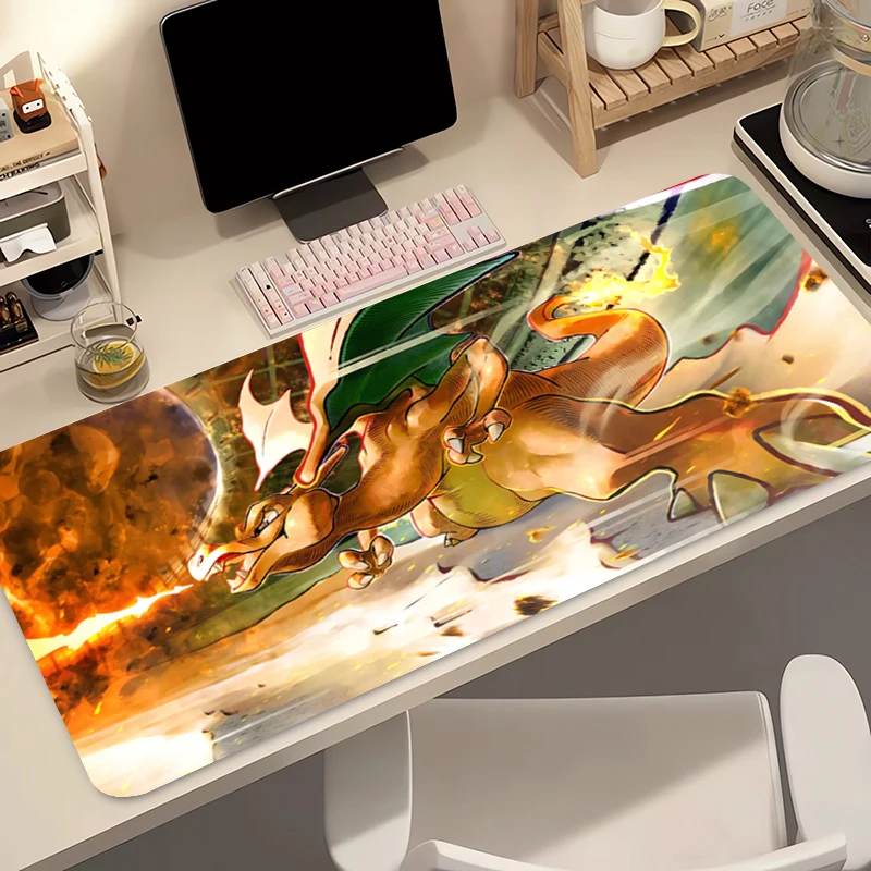 Pc mouse pad 90x40cm pokemon charizard acessórios de jogos varmilo teclado tapete de mesa gabinete gamer tapete mousepad